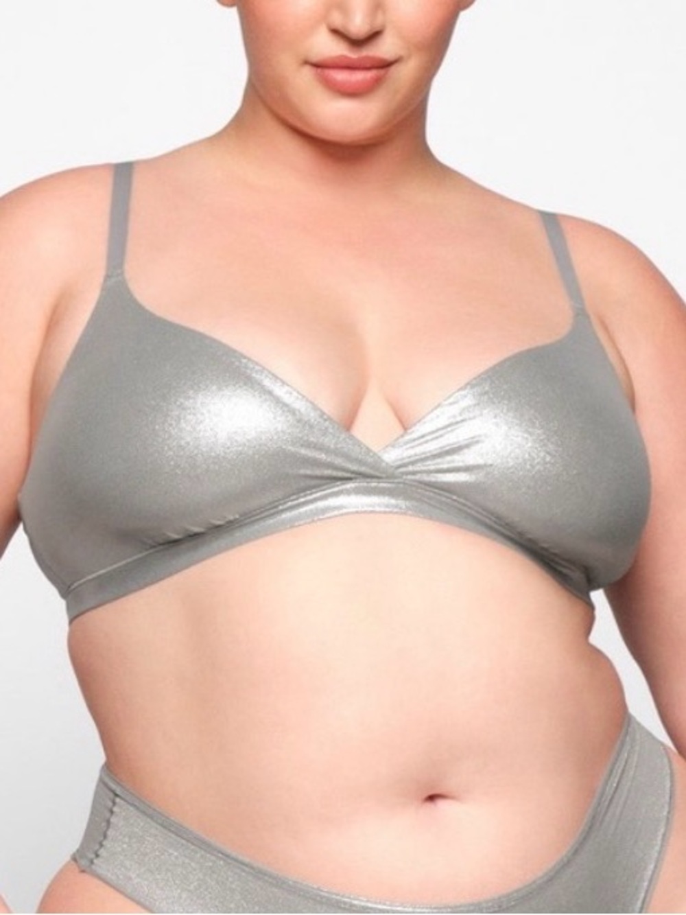 Skims Crossover Bralette Metallic Silver Triangle Limited Edition Small